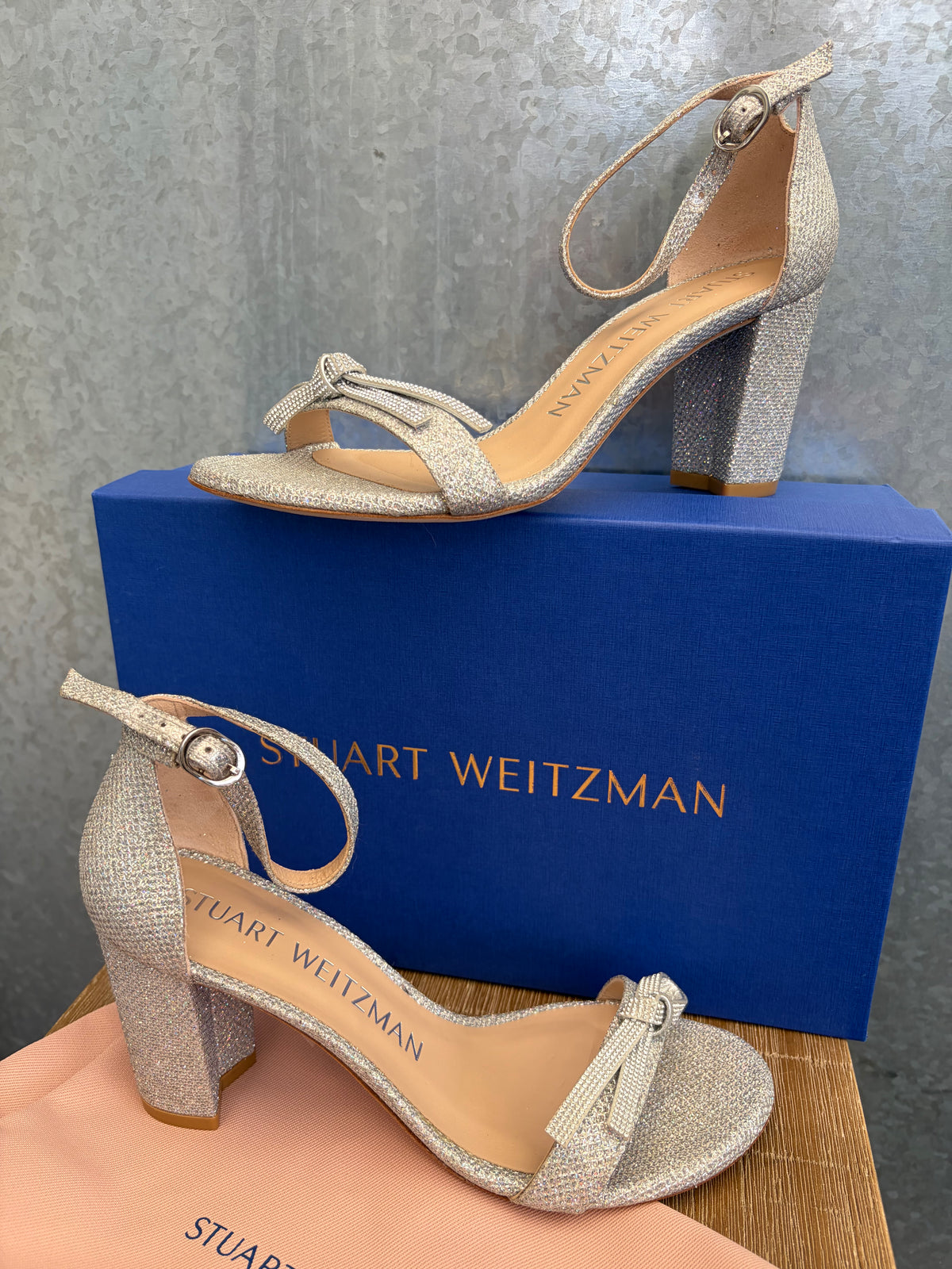 Stuart weitzman heels sandals zilver glitter