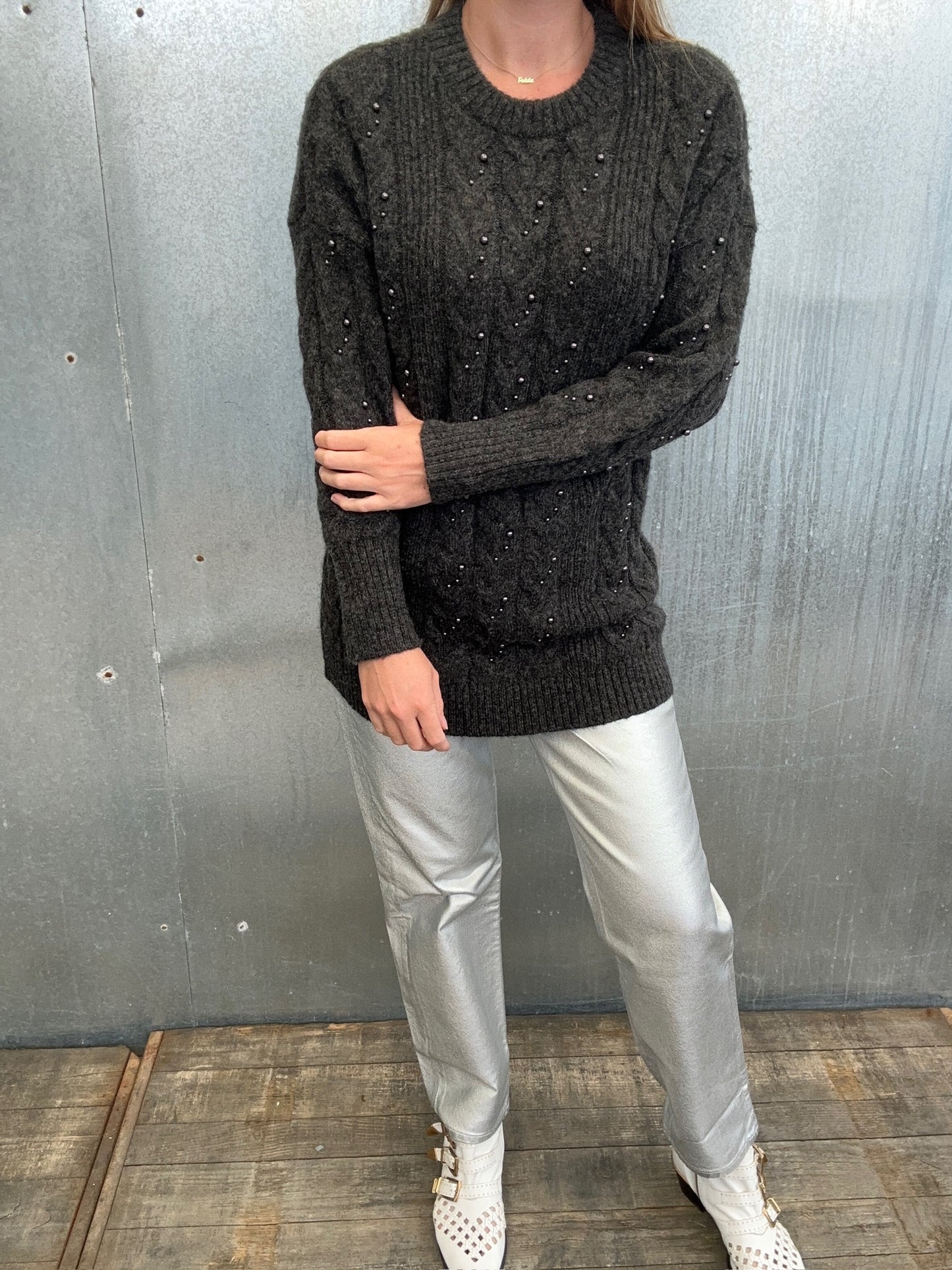 Croft Pearl Oversized Sweater Dark Grey