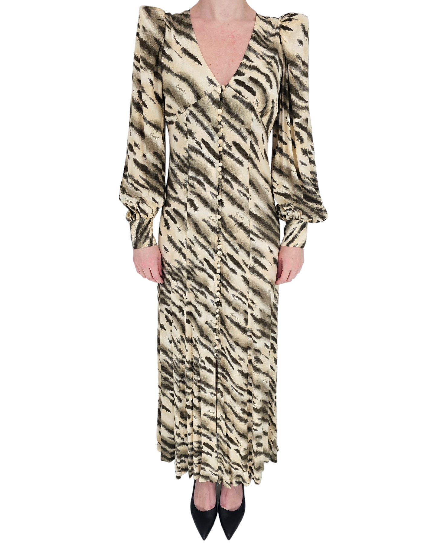 Jacquard puffy maxi dress