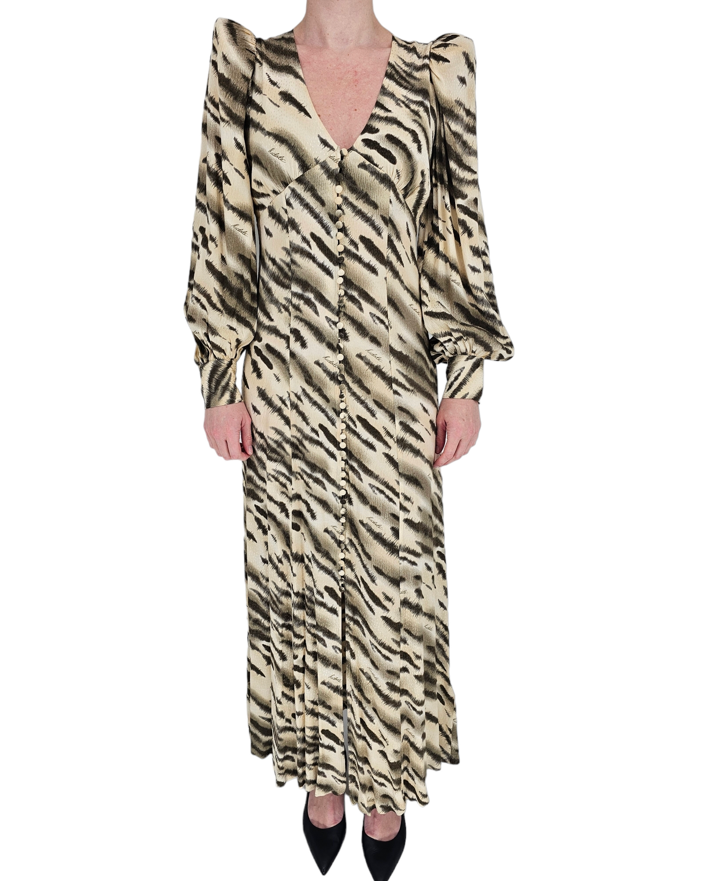 Jacquard puffy maxi dress