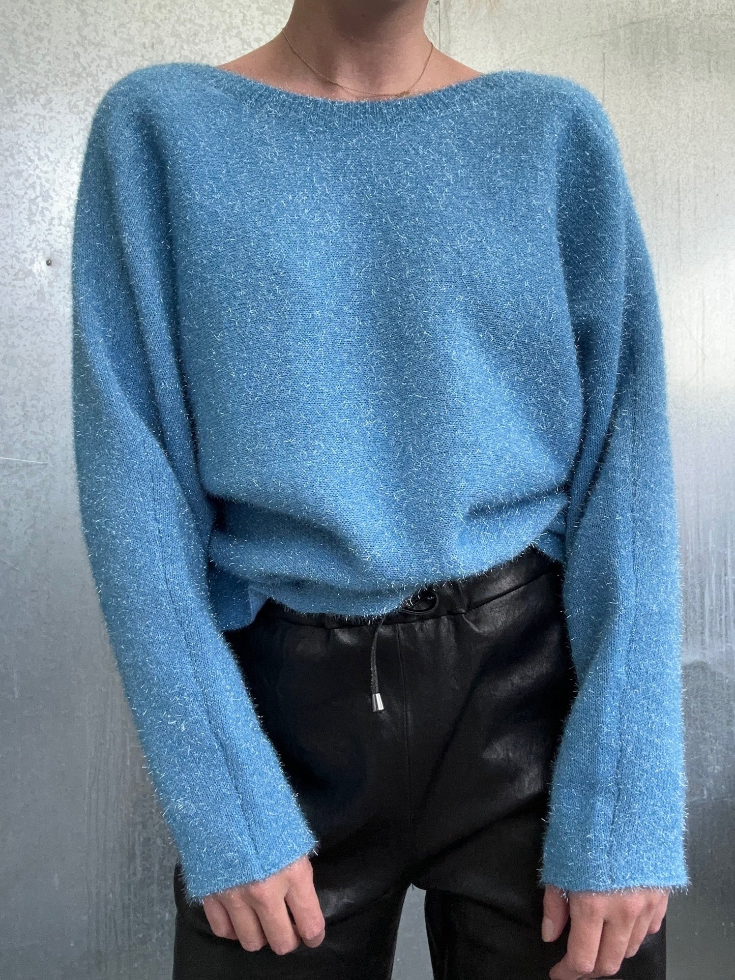 carina metallic fluffy knit alaskan blue M