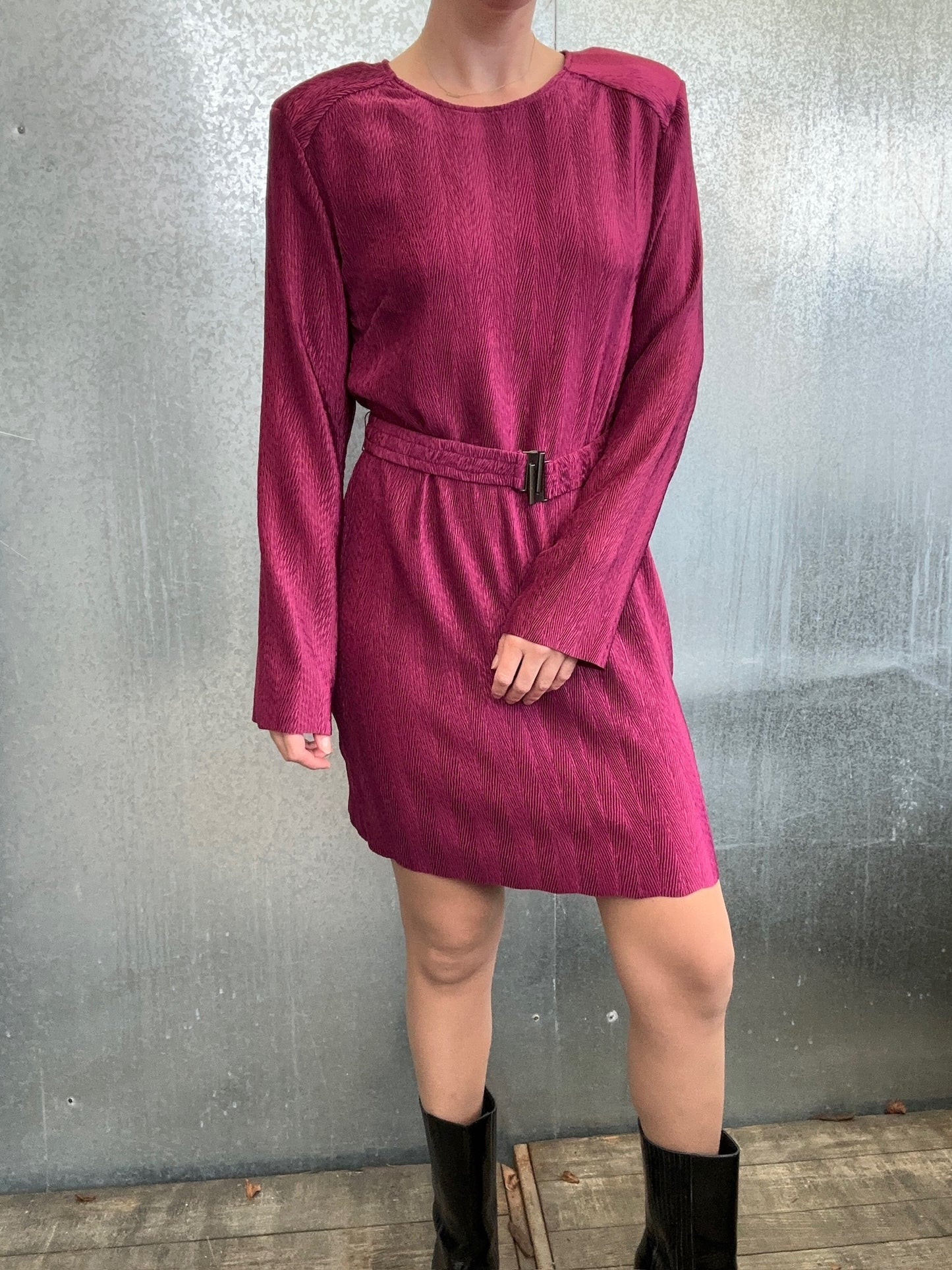 D6 Aya belted structured dress crystal teal 5