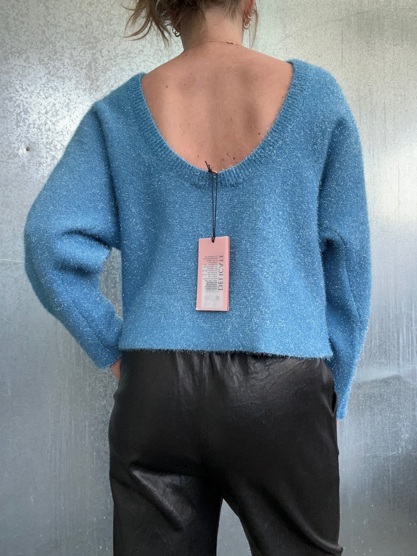 carina metallic fluffy knit alaskan blue M