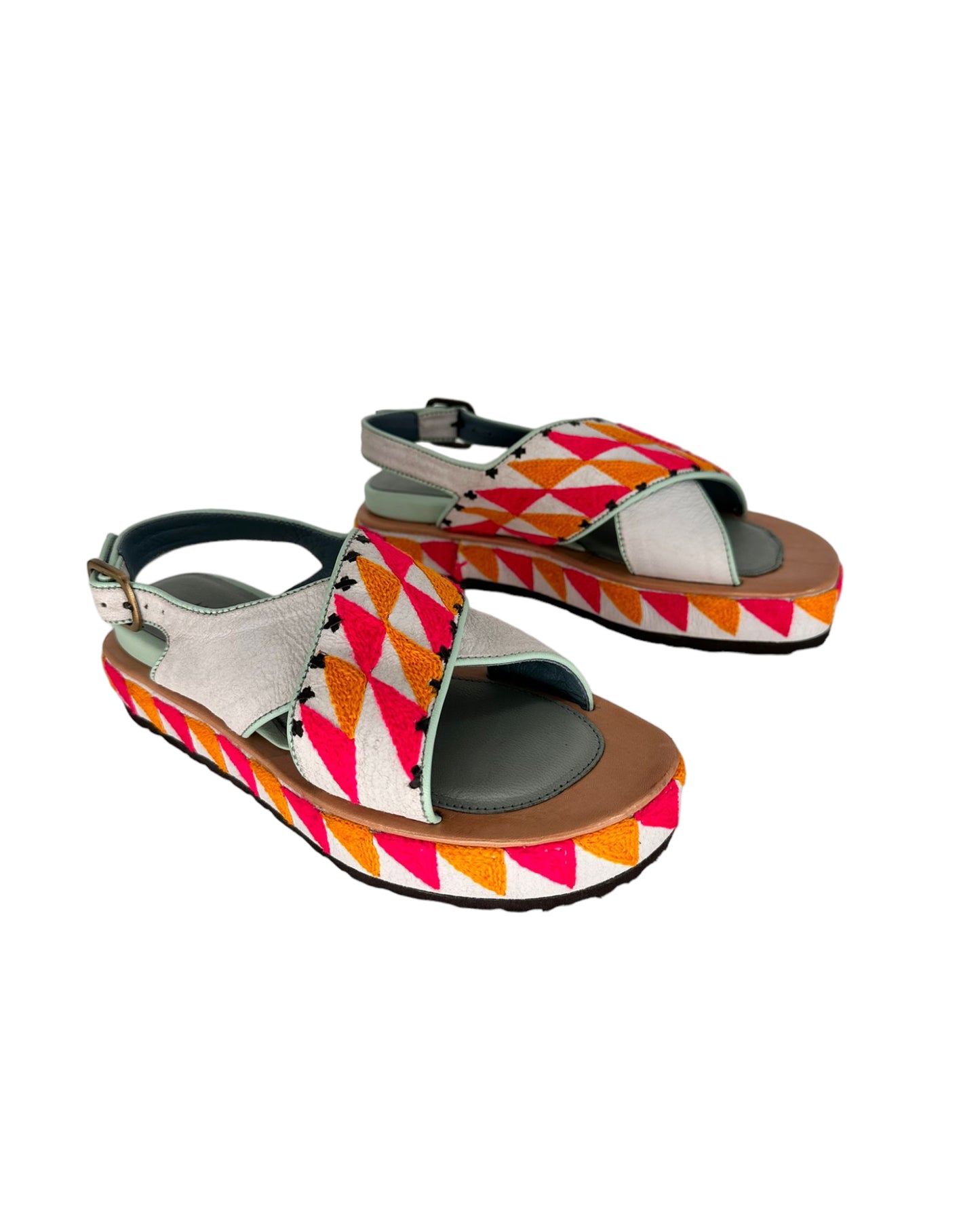 Ponza Geo Block leather sandals