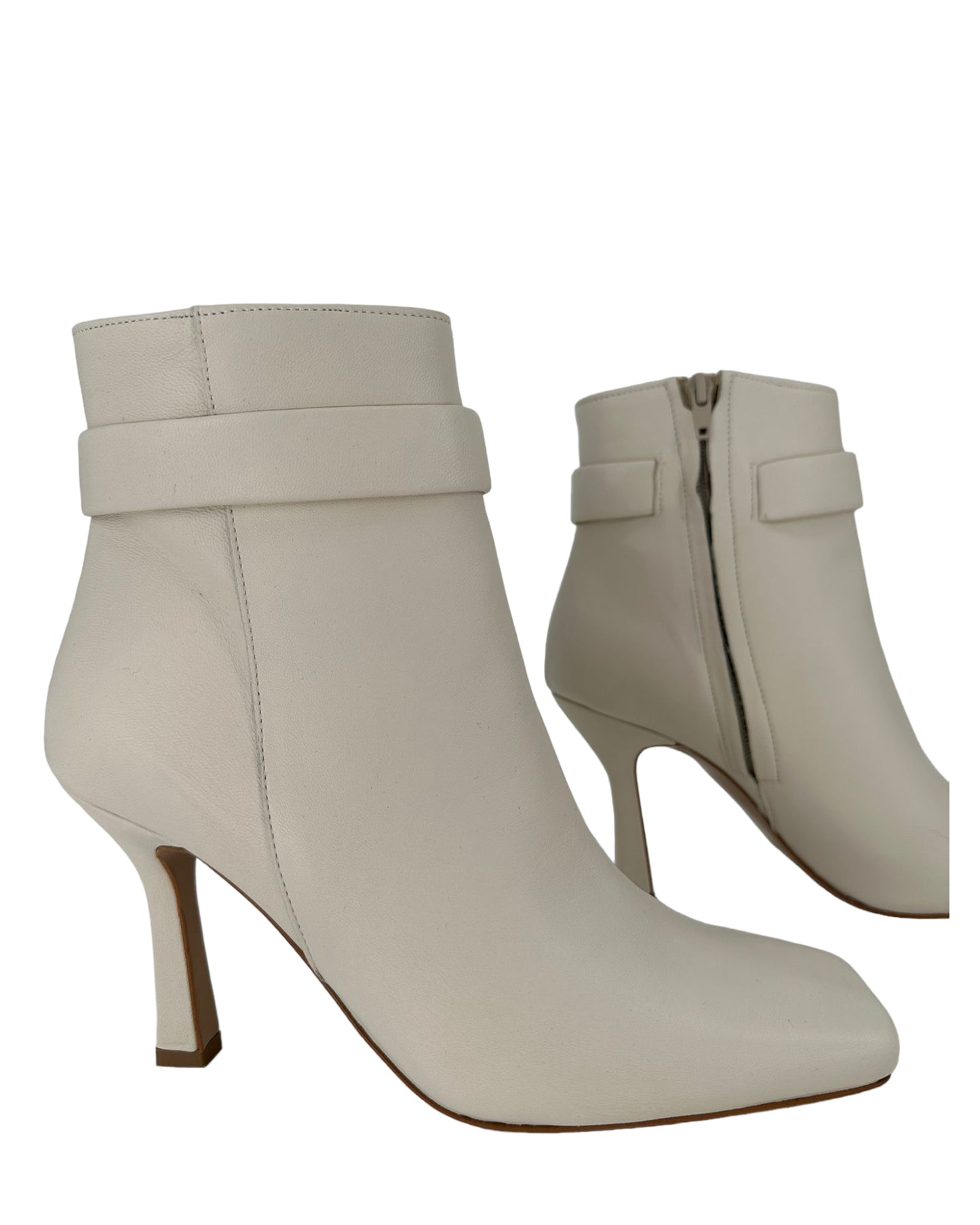 Milly Ivory leather ankle boots