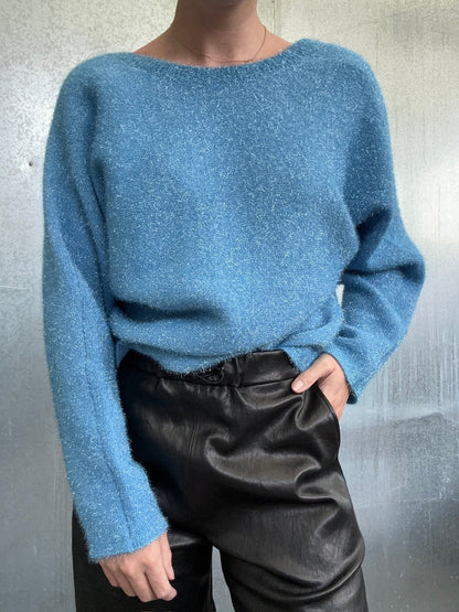 carina metallic fluffy knit alaskan blue M