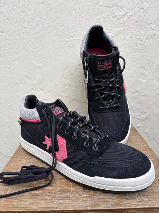 Converse sneakers leather zwart roze grijs