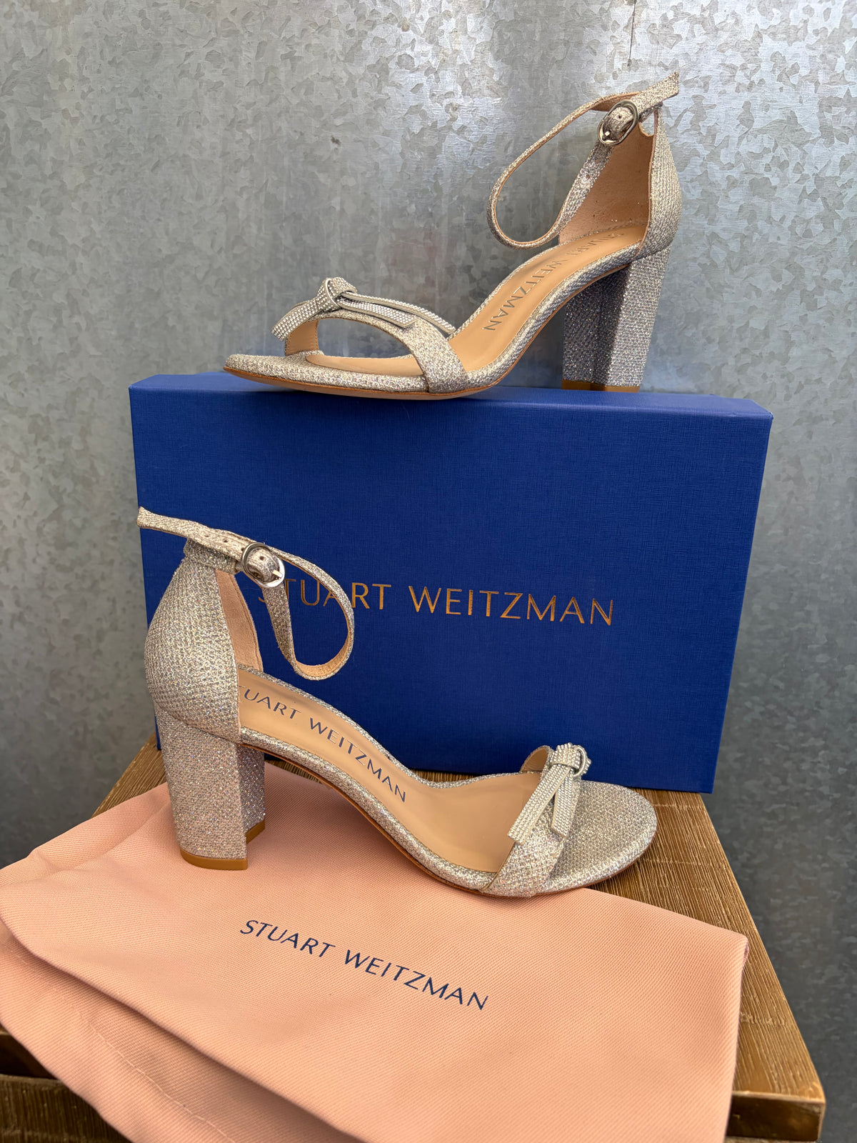 Stuart weitzman heels sandals zilver glitter