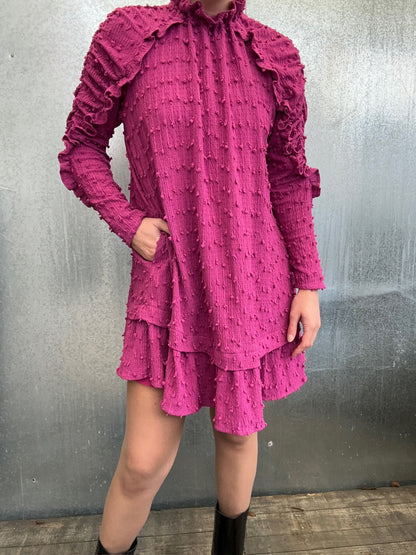 Mercury smocked mini dress cosmic violet