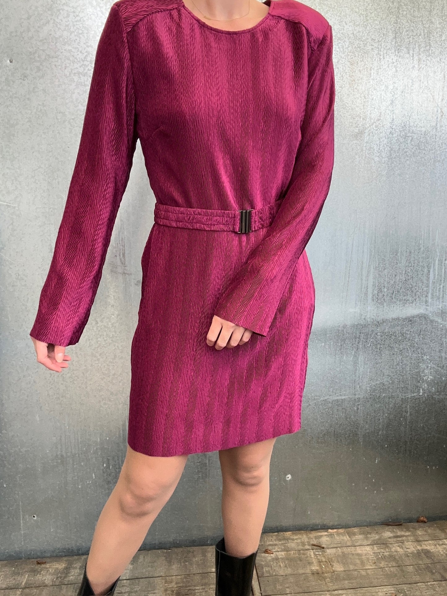 D6 Aya belted structured dress crystal teal 5