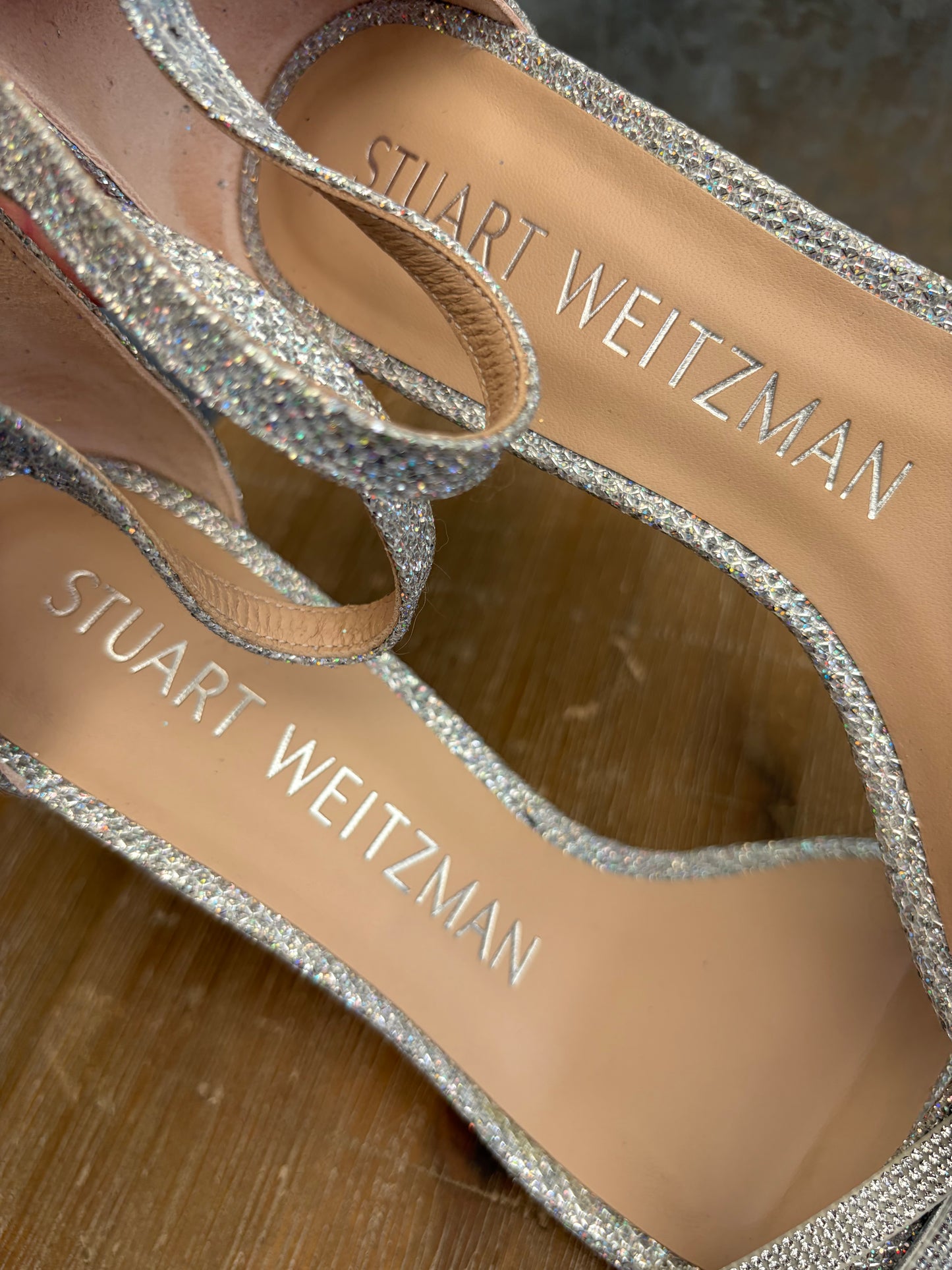 Stuart weitzman heels sandals zilver glitter