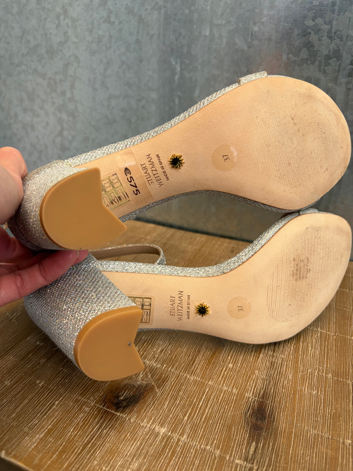 Stuart weitzman heels sandals zilver glitter