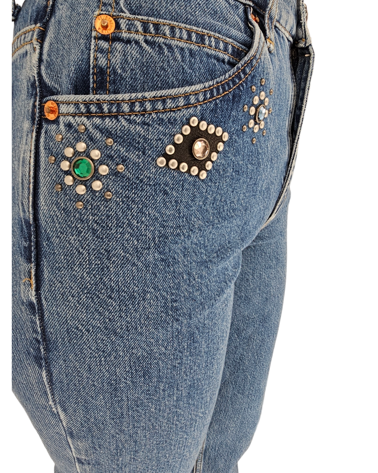 Jeweled stone Indigo jeans