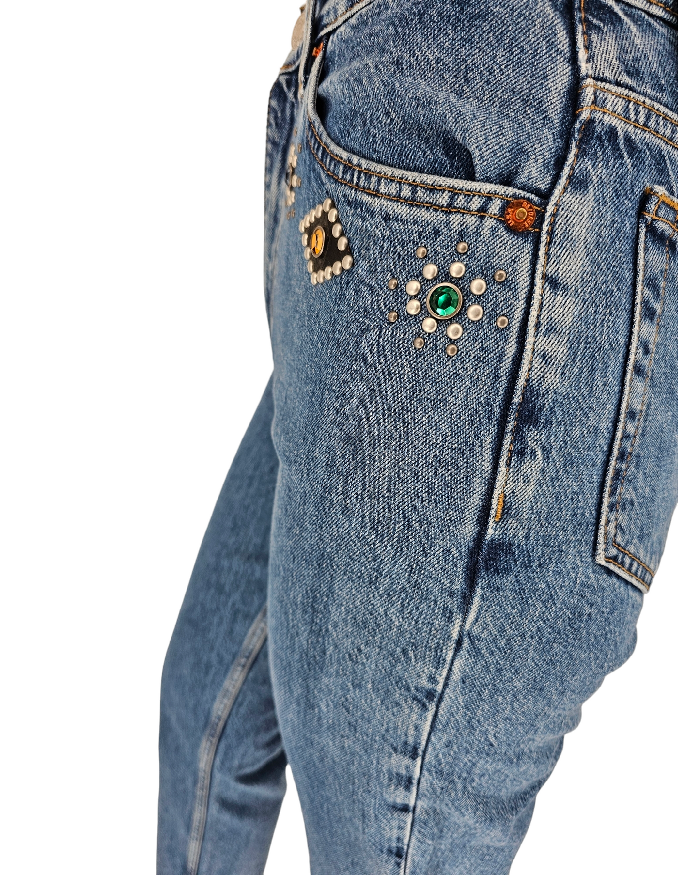 Jeweled stone Indigo jeans